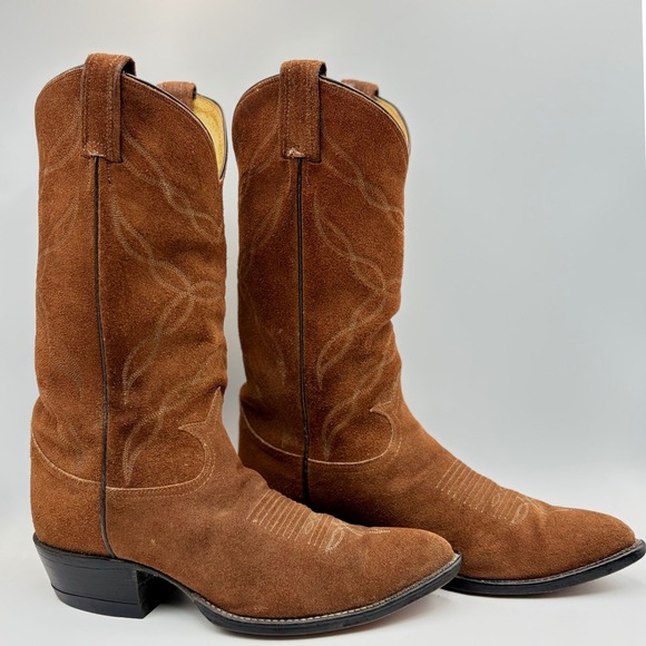 VTG Tony Lama 6995 Womens Sz 8D Brown Suede Roughout Western Cowboy Boots USA - Picture 5 of 15